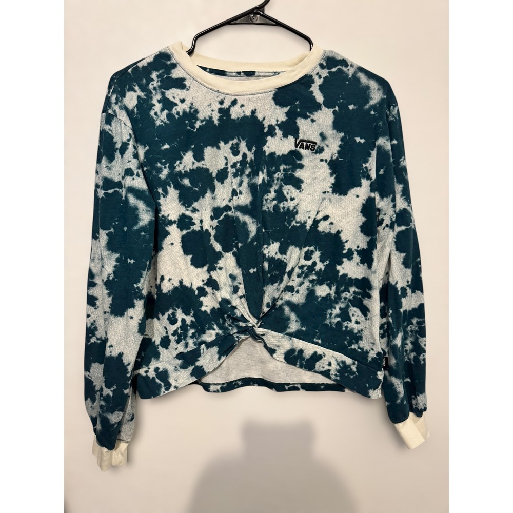 Vans Knotted Tie Dye Long Sleeve‎ Crew Neck Crop Top Womens Size S